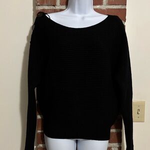 Zara Black Button-Detail Crew Neck Sweater